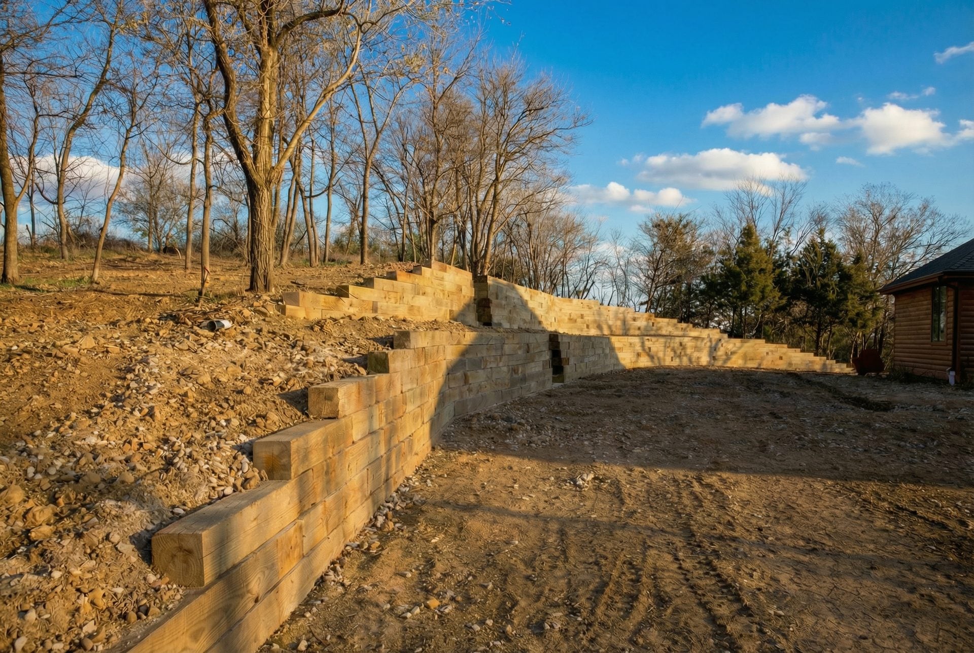 Timber retaining wall